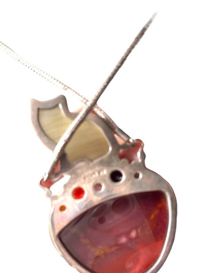 Sajen heavy Cat  sterling silver 925 gemstone fiber optic rope chain necklace