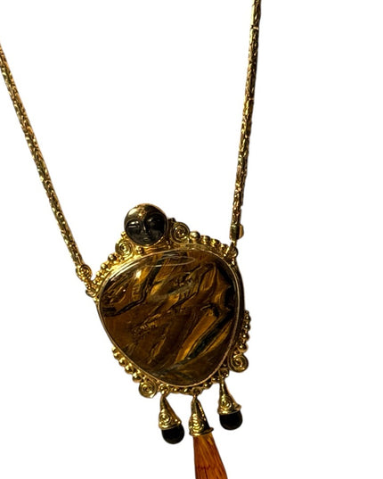 Sajen sterling silver 18k gold plated tiger eye gemston GODDESS pendant necklace