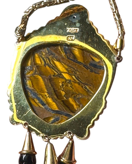Sajen sterling silver 18k gold plated tiger eye gemston GODDESS pendant necklace
