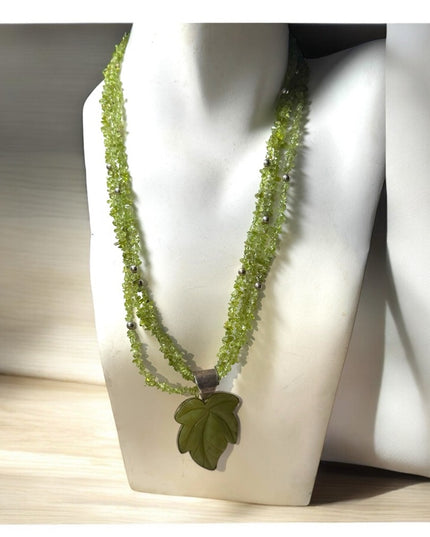 Stunnimg Jay king DRT jade leaf & peridot statement southwestern necklace