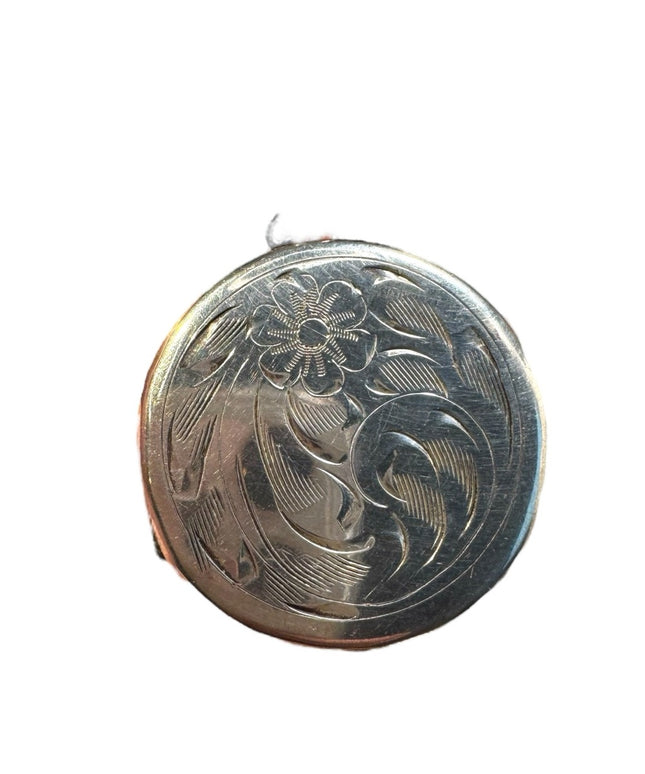 Vintage Forstner sterling silver 925 etched round locket pendant