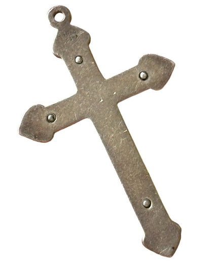 Antique sterling silver 925 Crucifix ornate decorated pendant