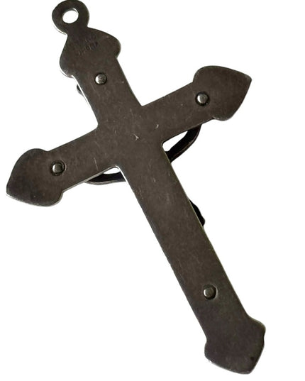 Antique sterling silver 925 Crucifix ornate decorated pendant