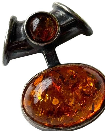 Sterling silver 925 amber fancy necklace pendant