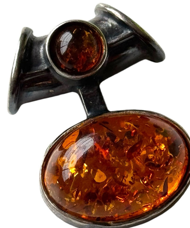 Sterling silver 925 amber fancy necklace pendant