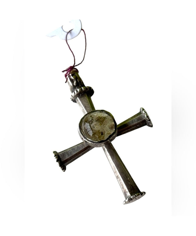 Sterling silver vintage 925 Nail cross quartz ROM cross pendant