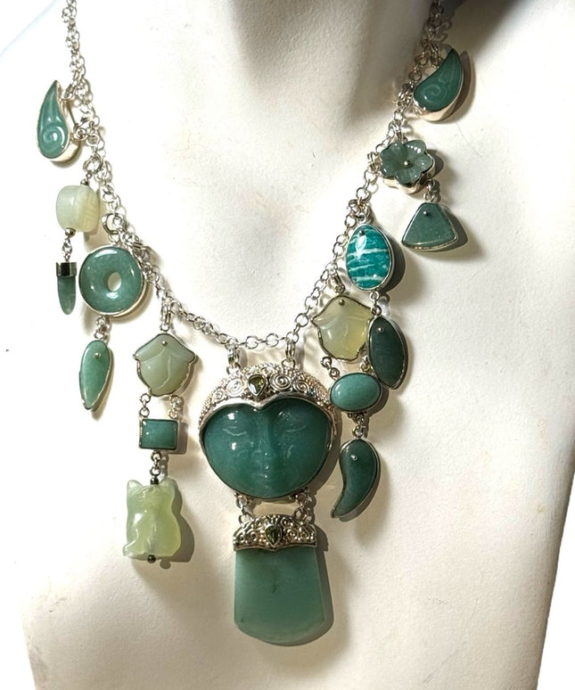 Sajen sterling silver 925 adventuring mix genstone goddess dangle necklace Bali
