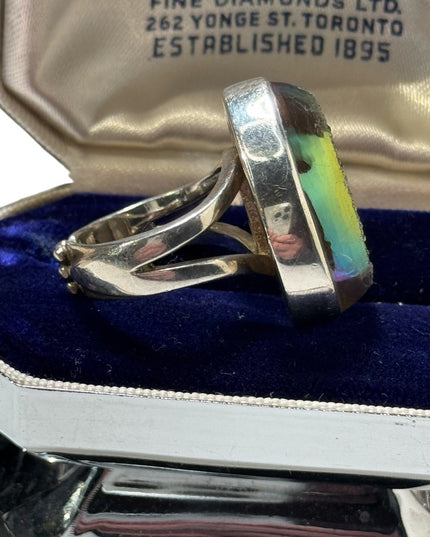 Sajen sterling silver 925 purple Druzy tear drop ring Bali