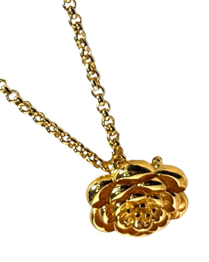 Lovely gold plated Ivana Trump ruby crystal flower necklace pendant brooch