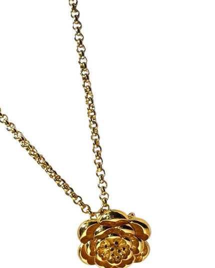 Lovely gold plated Ivana Trump ruby crystal flower necklace pendant brooch