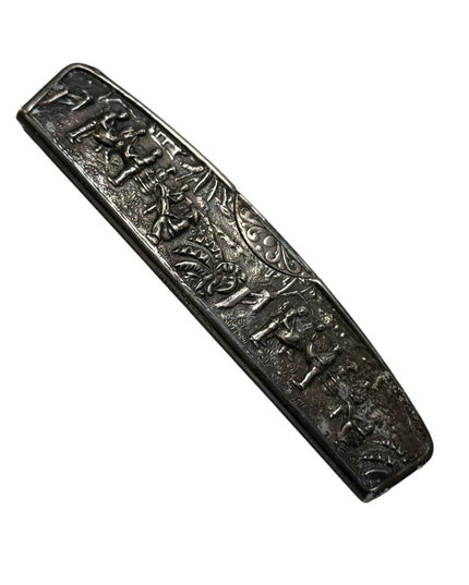 Antique Denmark Repousse Silverplate Case Comb outdoor farming Scene Hans Jensen