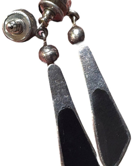 Vintage sterling silver 925 handmade southwesrern turquoise black onyx earrings