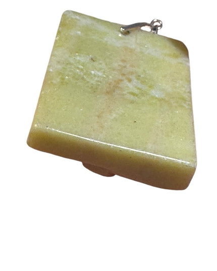Vintage chinese export yellow Jade carved flower pendant necklace sterling 925