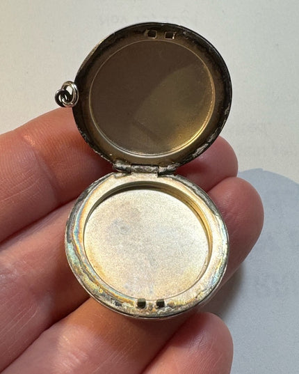 Vintage Forstner sterling silver 925 etched round locket pendant