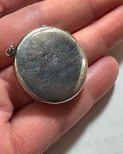 Vintage Forstner sterling silver 925 etched round locket pendant