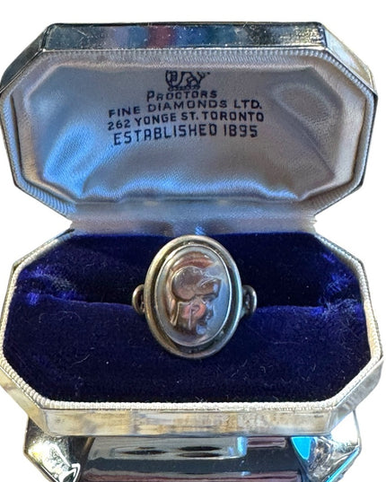 Lovely antique carved trojan cameo sterling silver 925 ring