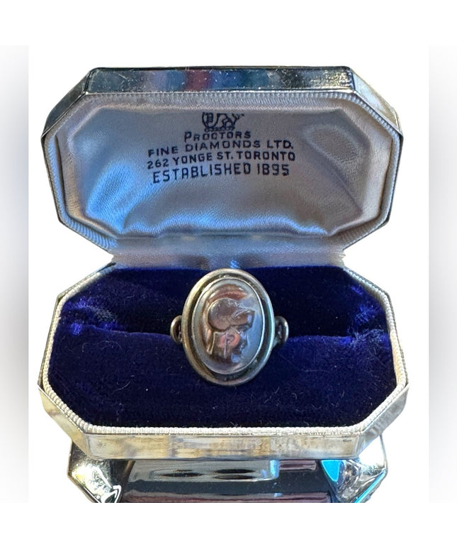 Lovely antique carved trojan cameo sterling silver 925 ring