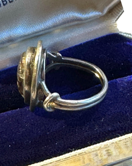 Lovely antique carved trojan cameo sterling silver 925 ring