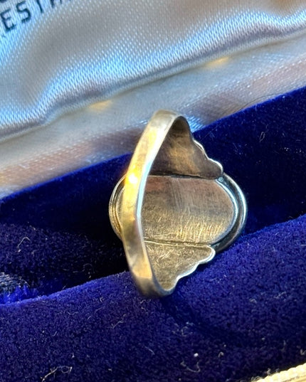 Stunning antique steriing silver carved shell cameo ring sz 5