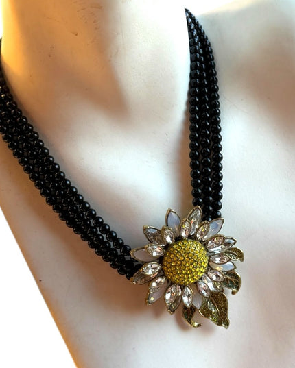 Rare HEIDI DAUS signed statement collar necklace - Sunflower