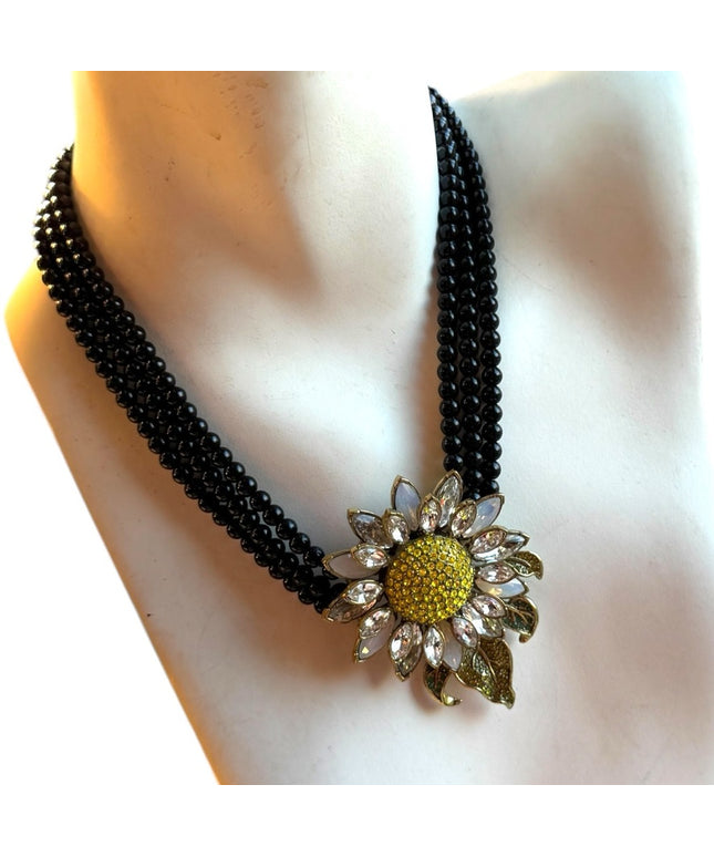 Rare HEIDI DAUS signed statement collar necklace - Sunflower