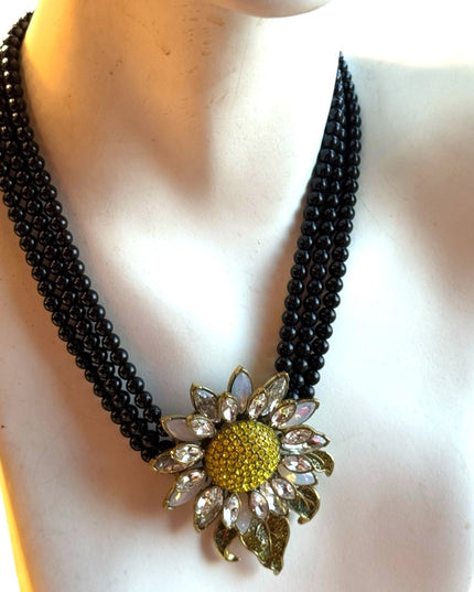 Rare HEIDI DAUS signed statement collar necklace - Sunflower