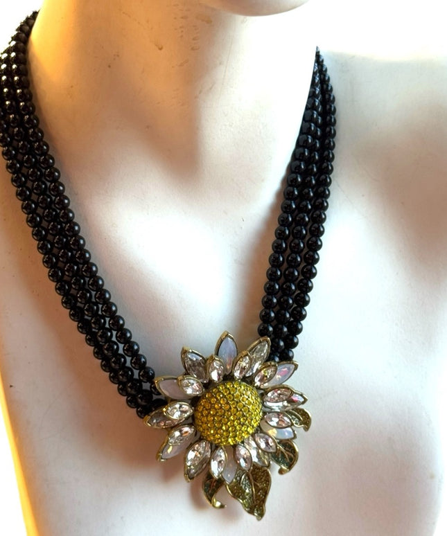 Rare HEIDI DAUS signed statement collar necklace - Sunflower
