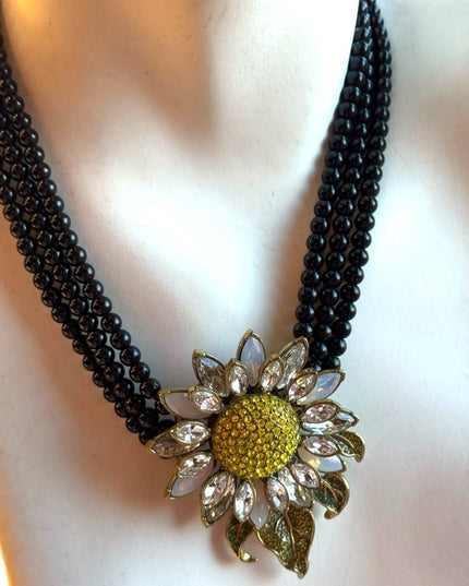 Rare HEIDI DAUS signed statement collar necklace - Sunflower
