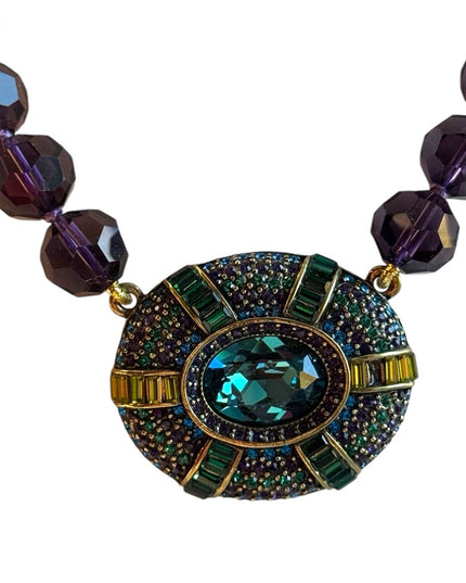 New Heidi Daus IT SUITS YOU Necklace Crystal Large pendant PURPLE BLUE