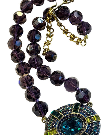 New Heidi Daus IT SUITS YOU Necklace Crystal Large pendant PURPLE BLUE