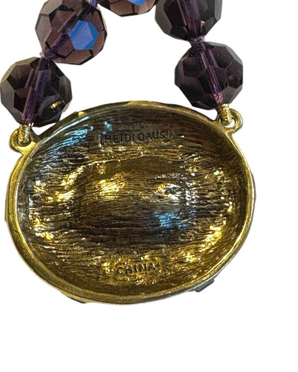 New Heidi Daus IT SUITS YOU Necklace Crystal Large pendant PURPLE BLUE
