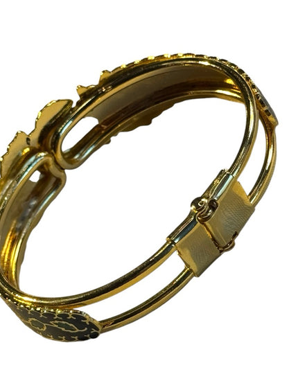 Vintage Gold finish 1980s cloissone clamper bangle