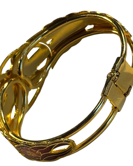 Vintage Gold finish 1980s cloissone clamper bangle