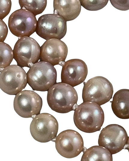 Stunning pink fresh water pearl necklace silver clasp