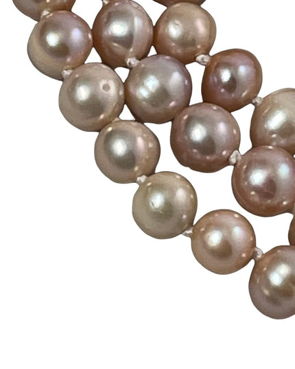 Stunning pink fresh water pearl necklace silver clasp