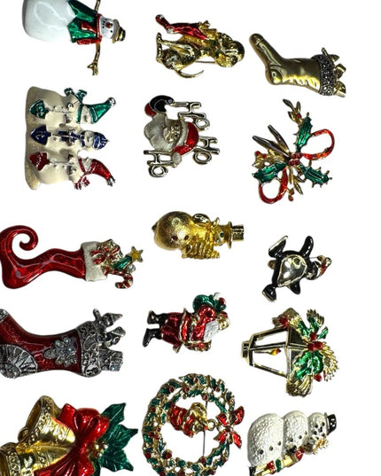 Lot of Christmas holiday brooches 15 pcs