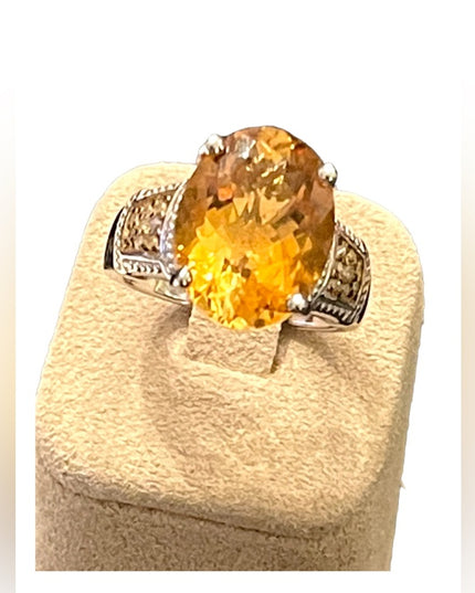 - Stunning Sterling silver 925 BBJ Fancy quality REAL Citrine Ring REAL diamomd