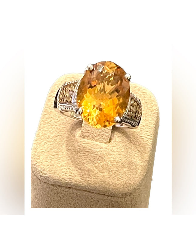 - Stunning Sterling silver 925 BBJ Fancy quality REAL Citrine Ring REAL diamomd