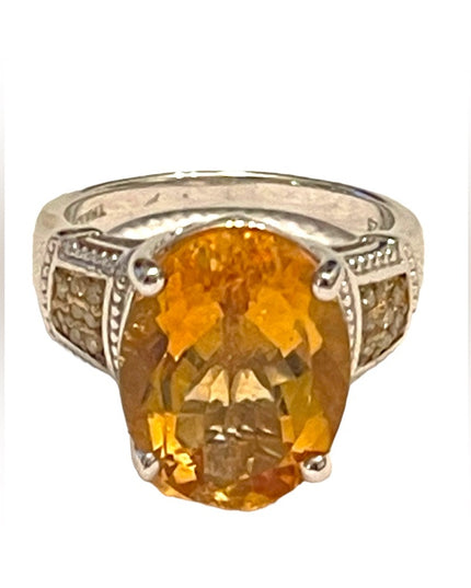 - Stunning Sterling silver 925 BBJ Fancy quality REAL Citrine Ring REAL diamomd