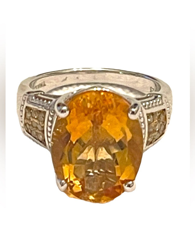 - Stunning Sterling silver 925 BBJ Fancy quality REAL Citrine Ring REAL diamomd