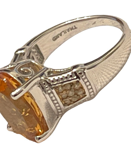 - Stunning Sterling silver 925 BBJ Fancy quality REAL Citrine Ring REAL diamomd