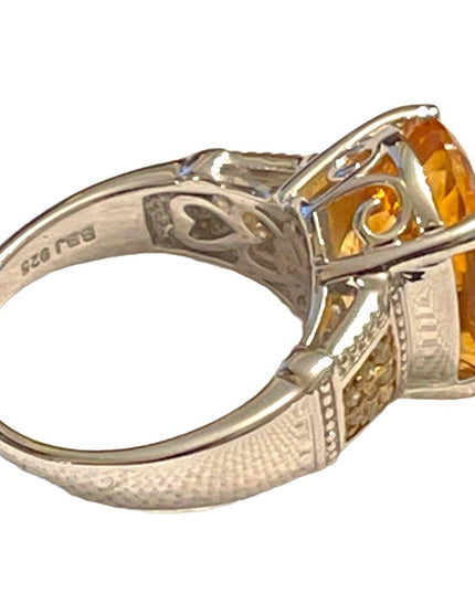 - Stunning Sterling silver 925 BBJ Fancy quality REAL Citrine Ring REAL diamomd