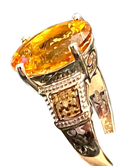 - Stunning Sterling silver 925 BBJ Fancy quality REAL Citrine Ring REAL diamomd