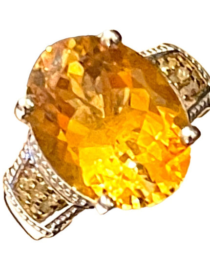 - Stunning Sterling silver 925 BBJ Fancy quality REAL Citrine Ring REAL diamomd