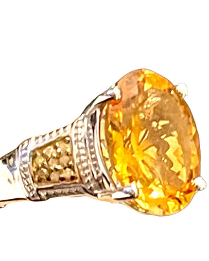 - Stunning Sterling silver 925 BBJ Fancy quality REAL Citrine Ring REAL diamomd