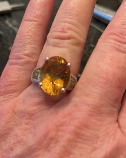 - Stunning Sterling silver 925 BBJ Fancy quality REAL Citrine Ring REAL diamomd
