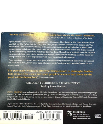 Sylvia Browne Visits from the Afterlife: The Truth About Audio book CD