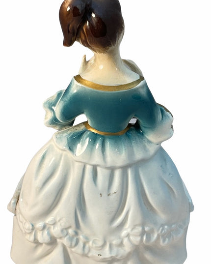 VTG C1960s Lady in dress ceramic lip stick holder