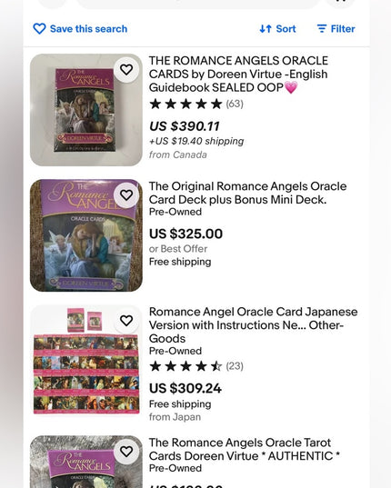OOP Romance Angels Doreen Virtue Hay House ORIG CARDS C2012 VG preownd ORACLE