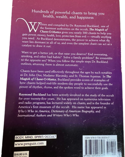 The magick of chant-o-matics
Book Raymond Buckland NEW AGE SC BOOK